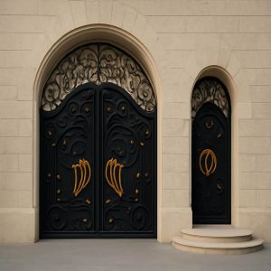 درب فرفورژه مدل پروانه برای ویلاها و باغها