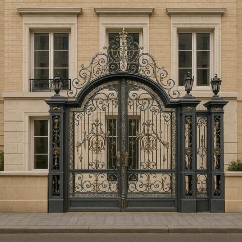 درب فرفورژه مدل پیچک برای نمای خارجی