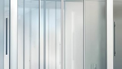 ریل درب اتوماتیک شیشه ای با مسیر بالایی تراز