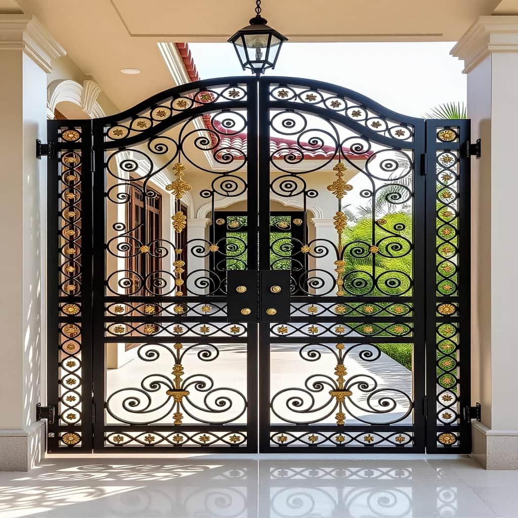 درب حیاط برش لیزری با نصب دقیق روی ستون فلزی