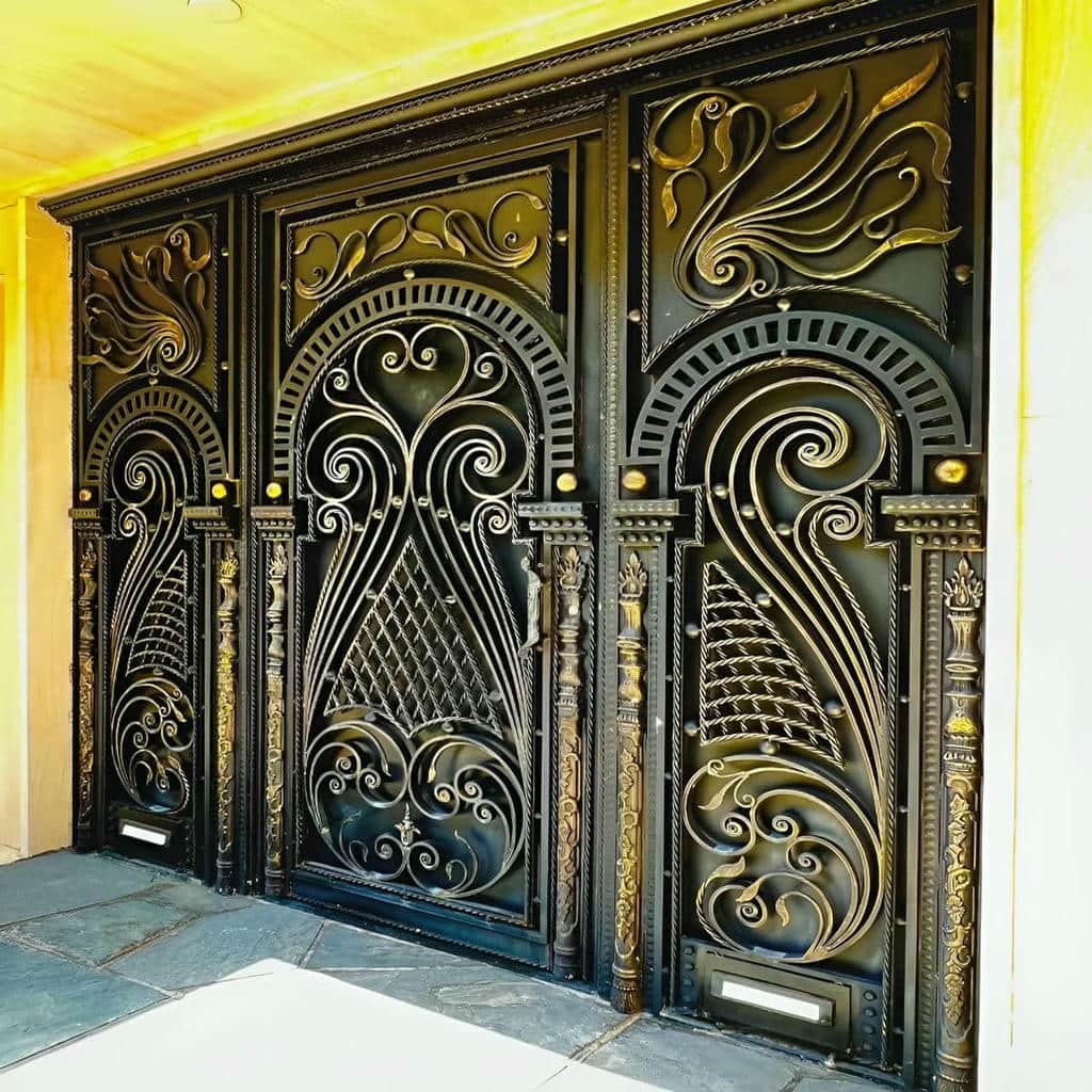درب پارکینگ حیاط با طرح کلاسیک مناسب ورودی باغ