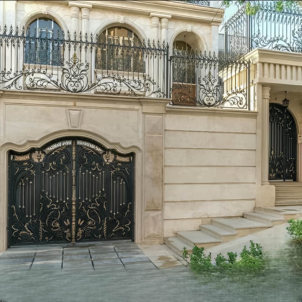 درب پارکینگ فلزی مدرن با فریم تقویت شده و رنگ مقاوم