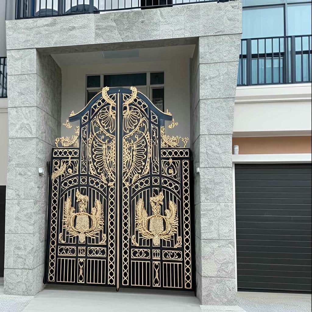 درب پارکینگ برش لیزری با الگوی هندسی دقیق و قاب منظم