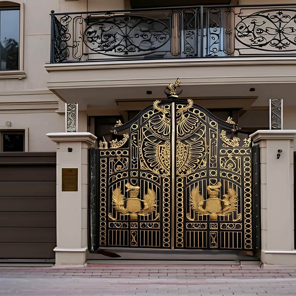 درب فلزی باغ با فریم تقویت شده و قاب منظم