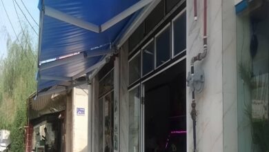 سایبان حیاط نصب شده بالای فضای اصلی ورودی