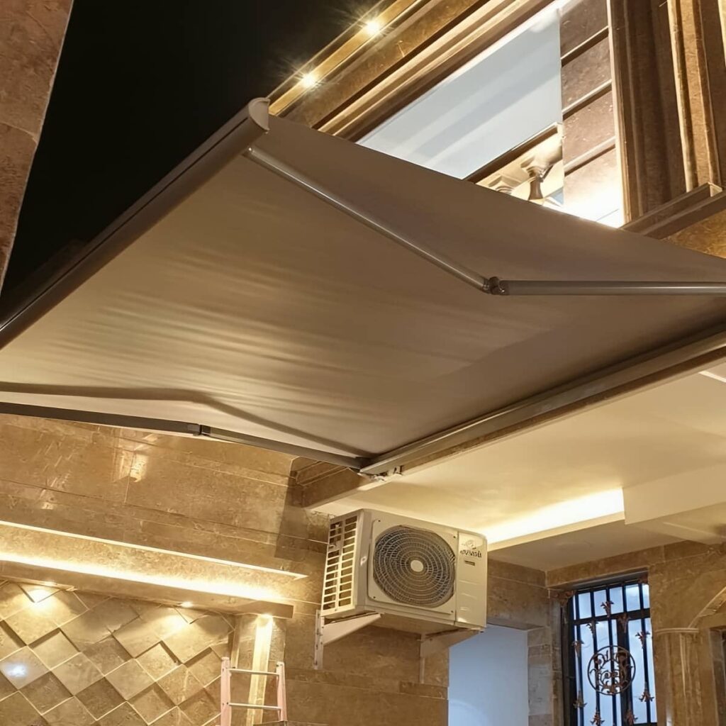 سایبان تراس در مرحله اندازه گیری محل نصب سایبان تراس در مرحله اندازه گیری محل نصب