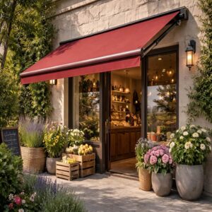 چادر برقی نصب شده روی نمای مدرن و مینیمال