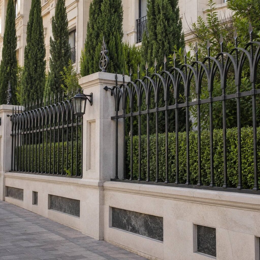 نرده دیوار حیاط در نمونه اجرای دهانه بزرگ