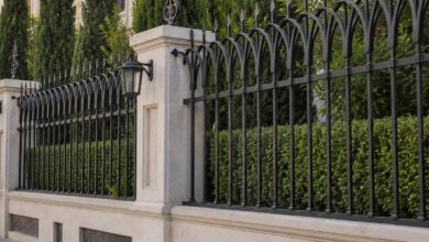 نرده دیوار حیاط در نمونه اجرای دهانه بزرگ