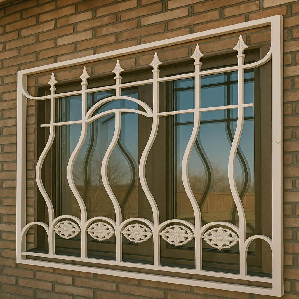 محافظ پنجره آهنی با پوشش مات خاکستری