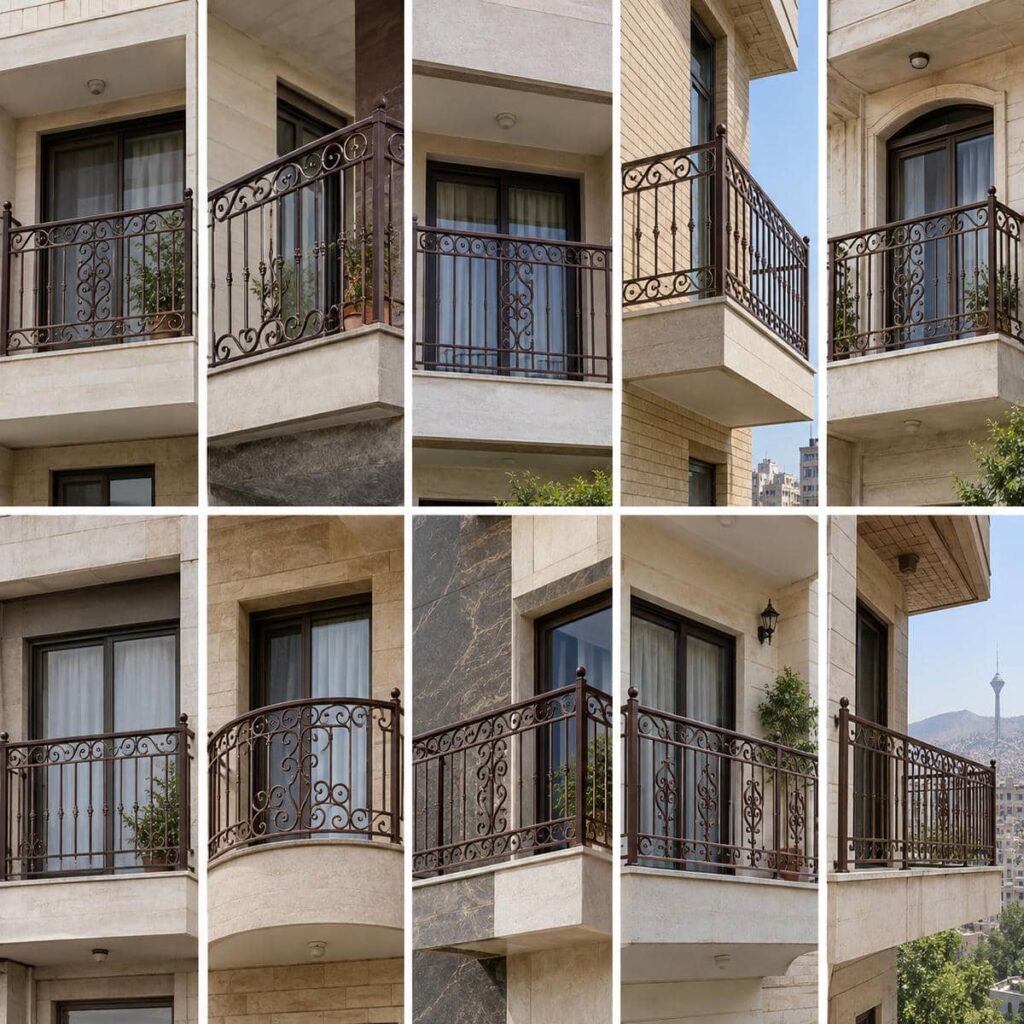 مدل عمودی نرده بالکن برای نمای آپارتمان