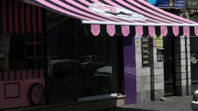 سایبان برقی سفید در استان یزد روی ورودی ساختمان